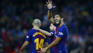 Luis Suárez festeja anotación contra el Levante