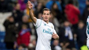 Lucas Vázquez celebra uno de sus goles en la Copa del Rey