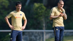 Alustiza y Castillo, durante un entrenamiento con Pumas