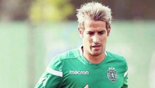 Fabio Coentrao, en un entrenamiento del Sporting 