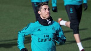 Cristiano Ronaldo, durante un entrenamiento del Real Madrid 