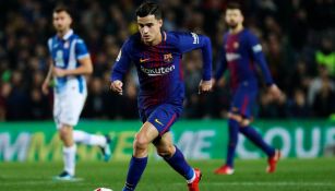 Philippe Coutinho, durante su primer partido con Barcelona