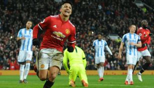 Alexis Sánchez celebra un gol con el Manchester United