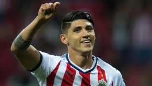 El festejo de Alan Pulido, tras su gol contra el Cibao