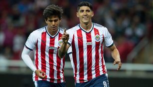 Alan Pulido celebra un gol con Chivas