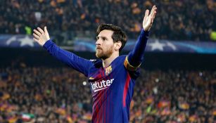 Lionel Messi celebra un gol con el Barcelona 