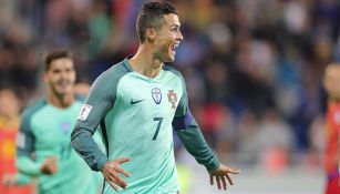 Cristiano Ronaldo celebra una anotación con Portugal