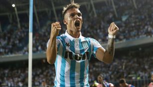 Lautaro Martínez celebra uno de sus goles contra Cruzeiro