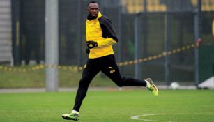 Usain Bolt, durante su primer entrenamiento con el BVB