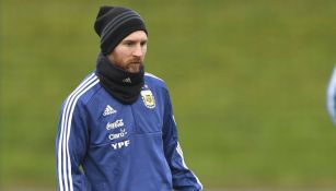 Messi en un entrenamiento de Argentina 