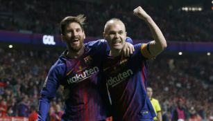 Messi e Iniesta festejan un gol del Barça en la Copa del Rey 