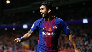 Luis Suárez celebra una anotación en la Final de la Copa del Rey