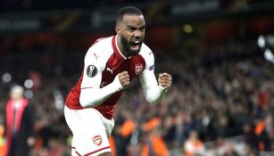 Alexandre Lacazette grita un gol con el Arsenal esta temporada