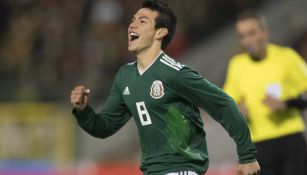 Lozano celebra una anotación contra Bélgica 