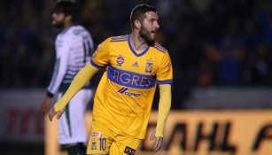 André-Pierre Gignac celebra una anotación con Tigres en el C2018