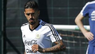 Lanzini durante un entrenamiento de Argentina