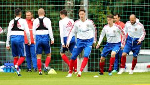 Rusia, durante un entrenamiento previo a su debut en el Mundial