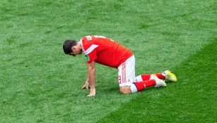 Alan Dzagoev, tras su lesión en inauguración de Rusia 2018