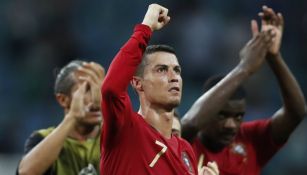 CR7 festeja tras rescatar el empate para Portugal vs España