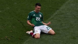 Lozano celebra el gol frente a Alemania