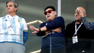 Maradona, durante el debut de Argentina en Rusia 2018