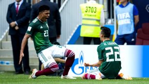 Gallardo festeja gol de Hirving Lozano frente a Alemania