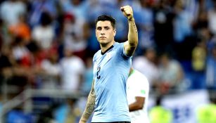 José María Giménez, durante un duelo con Uruguay