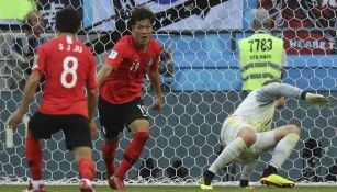 Young-Gwon Kim festeja su gol contra Alemania en Rusia 2018