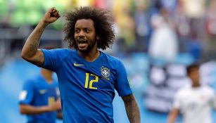 Marcelo disputa un juego con la Selección de Brasil en Rusia 2018
