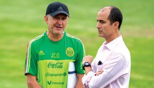 Juan Carlos Osorio (izq) y Guillermo Cantú (der) en un entrenamiento del Tri