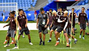 Tricolor durante un entrenamiento previo a duelo contra Brasil