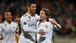 CR7 y Modric celebran una anotación 