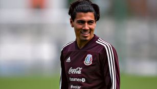 Erick Gutiérrez, durante un entrenamiento con el Tri