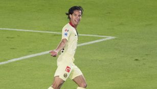 Lainez festeja uno de sus goles ante Pachuca en el Apertura 2018