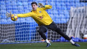 Courtois, en un entrenamiento del Chelsea