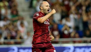 Andrés Iniesta celebra su segundo gol con el Vissel Kobe