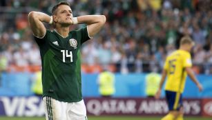 Chicharito Hernández durante un partido con el Tricolor