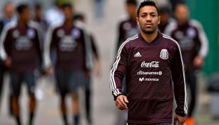 Marco Fabián previo a un entrenamiento con el Tri 