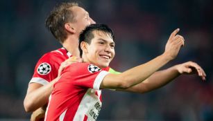 Chucky Lozano, celebra su anotación ante el BATE