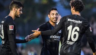 Fabián celebra uno de sus goles en el amistoso