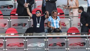 Diego Armando Maradona en un partido de Argentina