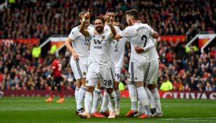 João Moutinho celebra su gol frente al Man Utd