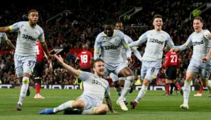 Derby County celebra su triunfo ante el Manchester United