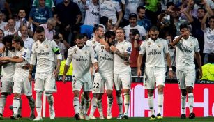 Jugadores del Real Madrid celebran un gol en Champions League