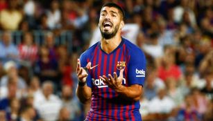 Luis Suárez lanza un grito de desesperación en un juego del Barça