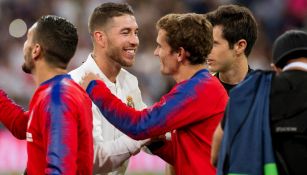 Sergio Ramos y Antoine Griezmann previo al derbi madrileño