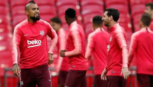 Arturo Vidal, en entrenamiento del Barcelona