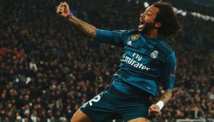 Marcelo celebra una anotación con el Real Madrid 