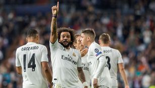 Marcelo celebra gol contra Viktoria Plzen