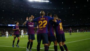 Barcelona festeja gol en el Camp Nou